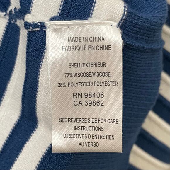 Theory Sweater Womens Small White Blue Striped Crewneck Cotton Knit Preppy - Picture 10 of 11